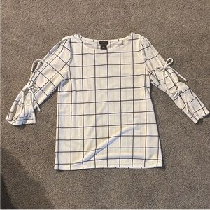 Ann Taylor White and Black Checkered Blouse